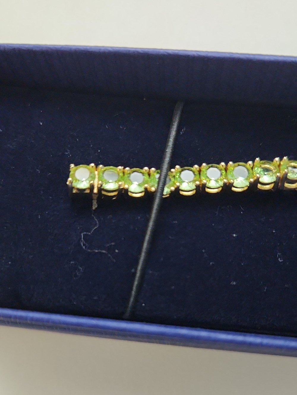 Swarovski Matrix Tennis BraceletRound Cut, Green, 18K Gold Finish - Picture 6 of 12